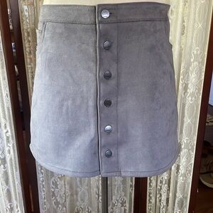 Express Faux-Suede Button Up Skirt